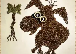 Cartoonist from coffee beans
